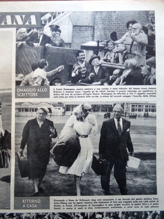 La Tribuna Italia Illustrata 7 Giugno 1959 Hemingway Marilyn Loren …