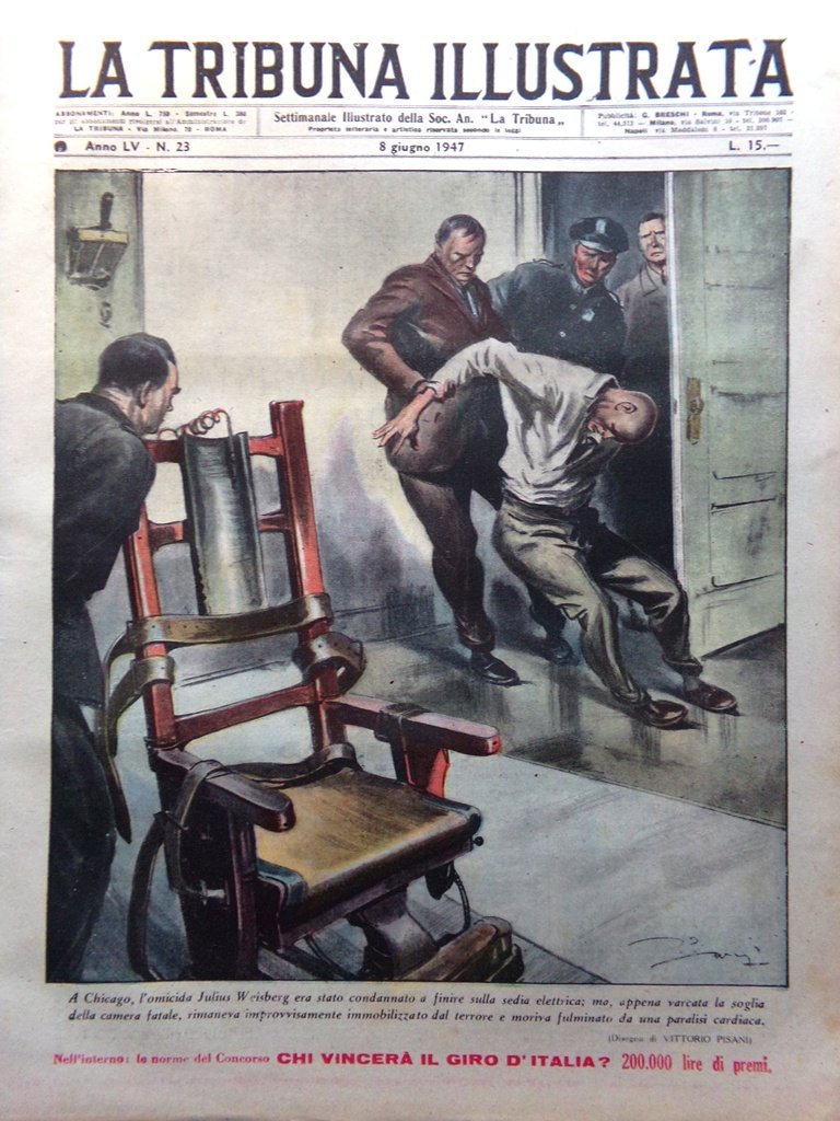 La Tribuna Italia Illustrata 8 Giugno 1947 Giro d'Italia Musica …