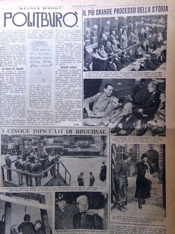 La Tribuna Italia Illustrata 9 Dicembre 1945 Processo Norimberga Bruchsal …