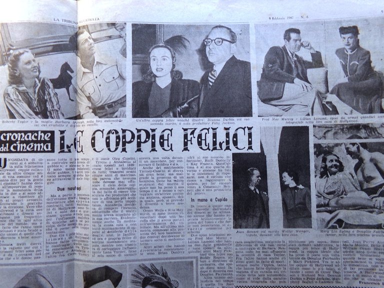 La Tribuna Italia Illustrata 9 Febbraio 1947 Coppie Cinema Maragià …