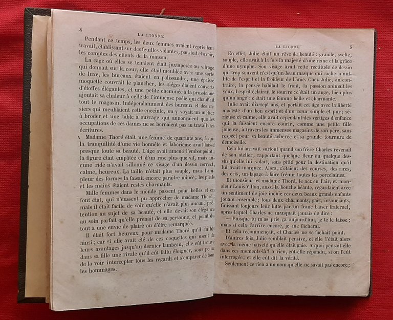 Libro Antico Originale del 1856 di Frédéric Soulié La Lionne …