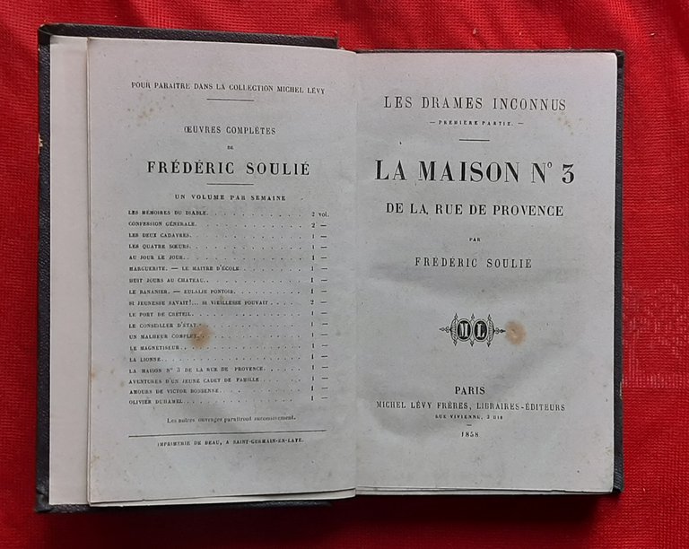 Libro Antico Originale del 1858 di Frédéric Soulié Le Maison …