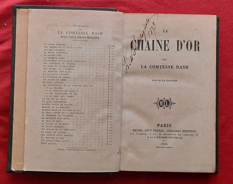 Libro Antico Originale del 1866 di Comtesse Dash La Chaine …