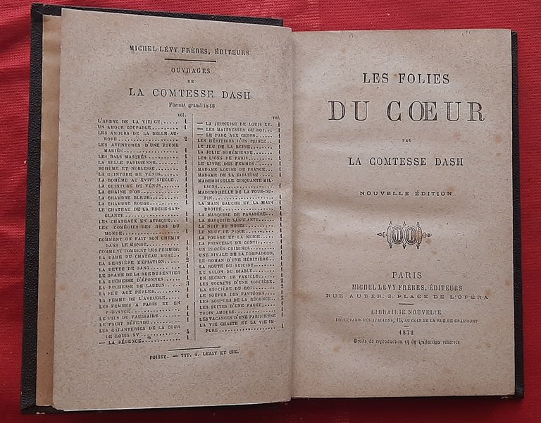 Libro Antico Originale del 1872 di Comptesse Dash Les Folies …