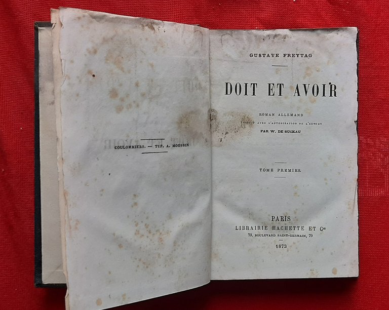 Libro Antico Originale del 1873 di Gustave Freytag Doit et …