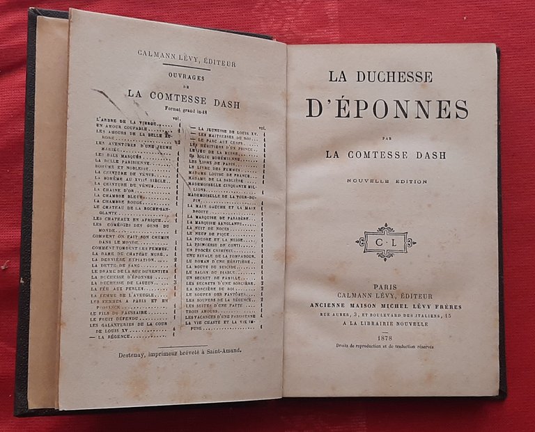 Libro Antico Originale del 1878 di Comtesse Dash La Duchesse …