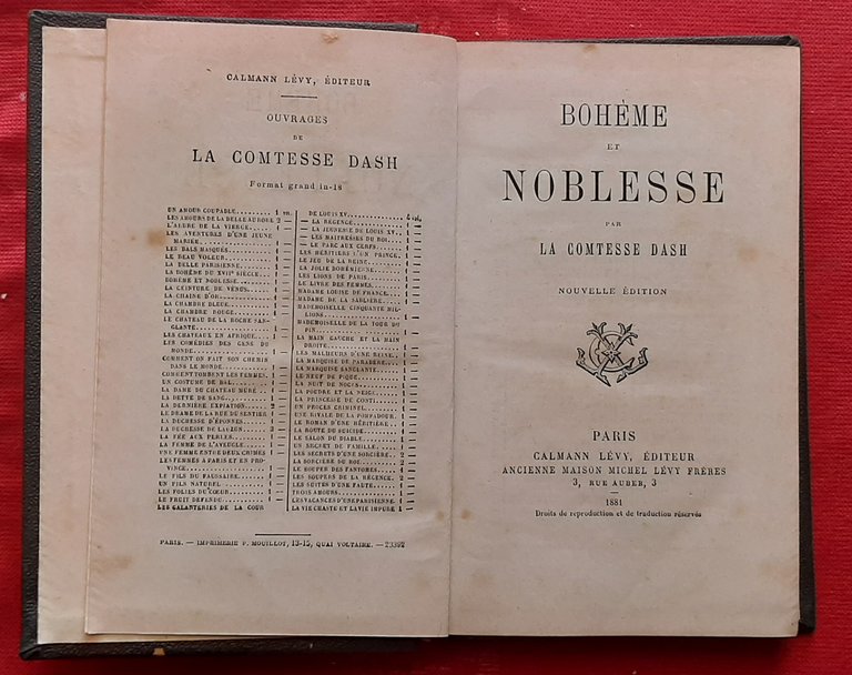 Libro Antico Originale del 1881 di Comtesse Dash Boheme et …