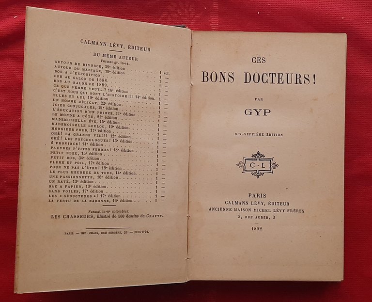 Libro Antico Originale del 1884 di Gyp Ces Bon Docteurs …