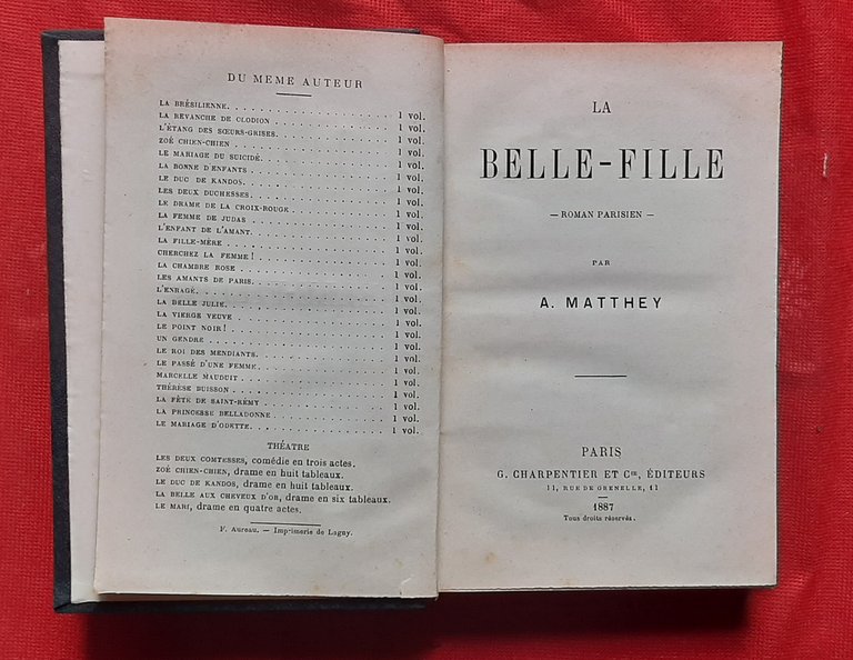 Libro Antico Originale del 1887 di Arthur Arnould Matthey La …