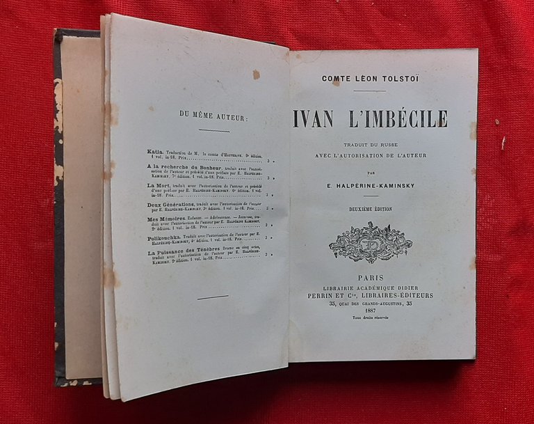 Libro Antico Originale del 1887 di Comte Lev Tolstoj Ivan …