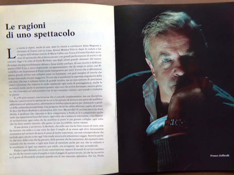 Libro Spettacolo di Franco Zeffirelli Luigi Pirandello Borboni Gramatica Teatro