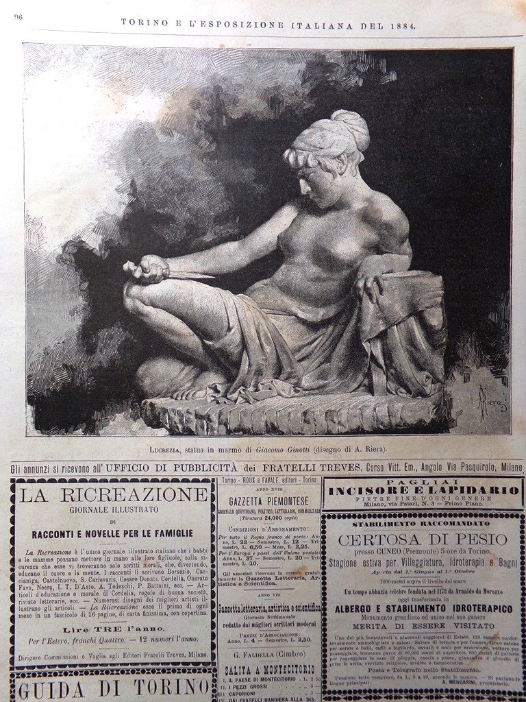 Lucrezia Statua in Marmo di Giacomo Ginotti Riera