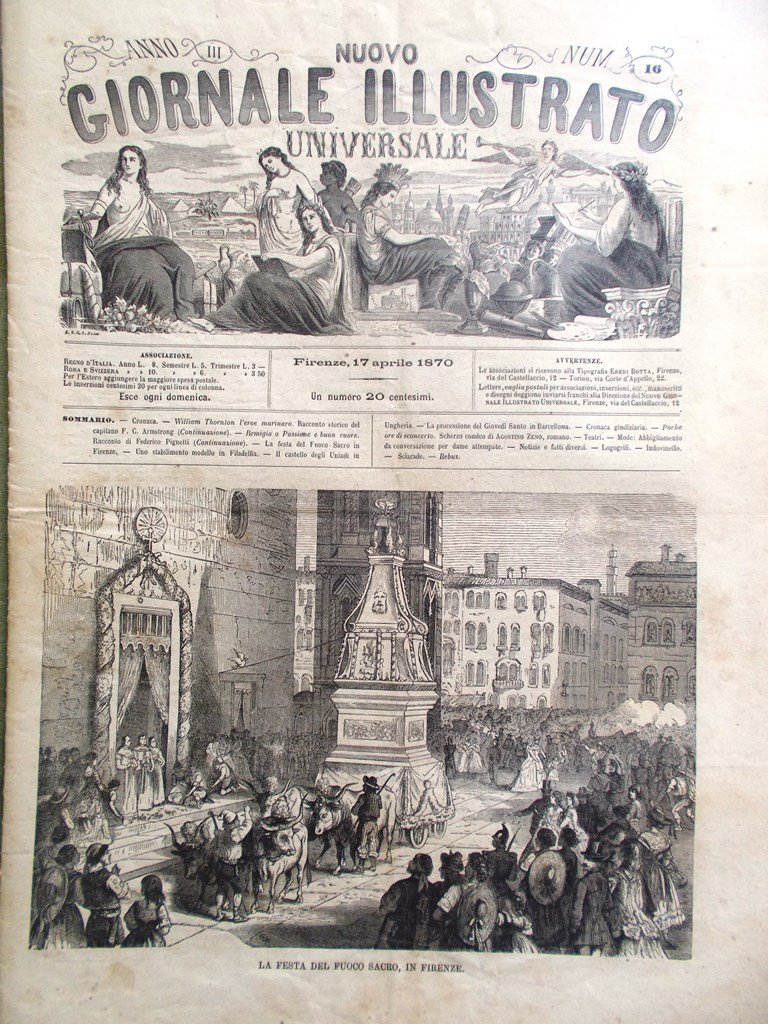 Nuovo Giornale Illustrato Universale 17 Aprile 1870 Ungheria Firenze Barcellona