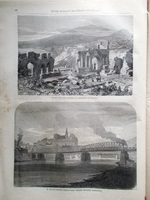Nuovo Giornale Illustrato Universale 6 Febbraio 1870 Teatro di Taormina …