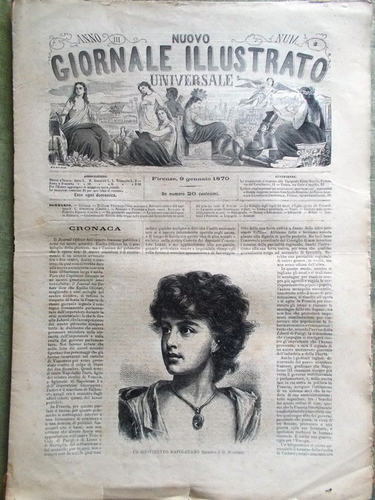 Nuovo Giornale Illustrato Universale 9 Gennaio 1870 Zupesi Egitto Costantinopoli