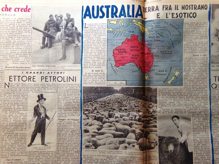 Pagina Anni 40 WW2 Australia Petrolini Giovanni Pascoli Santilli Spagnolo …