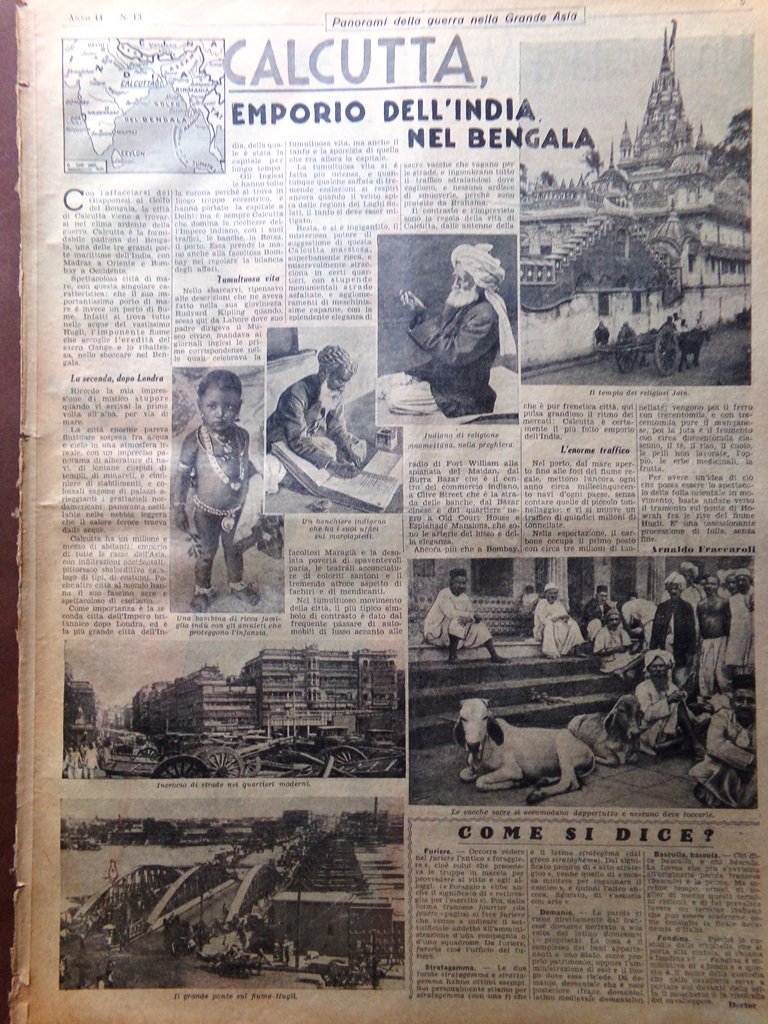 Pagina Anni 40 WW2 Calcutta India Bengala Donna Giapponese Marte …