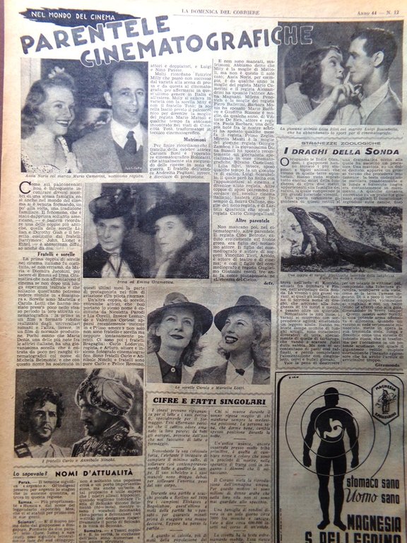 Pagina Anni 40 WW2 Nuova Guinea Medaglie d'Oro Parentele Cinematografiche