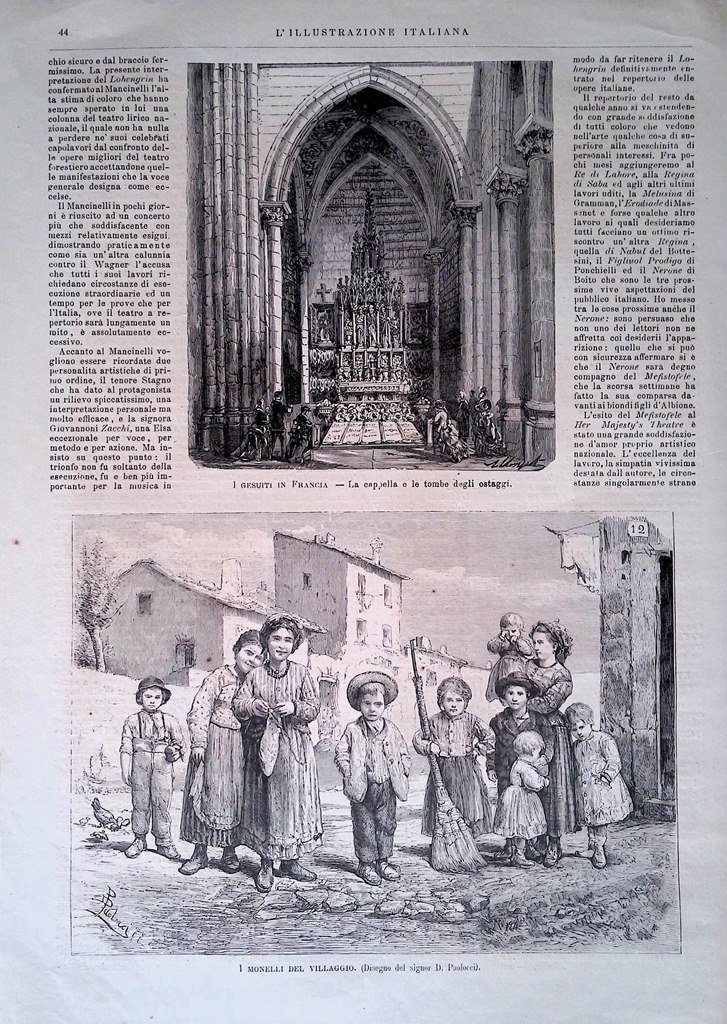 Pagina del 1880 Gesuiti in Francia Cappella Monelli Villaggio Paolocci