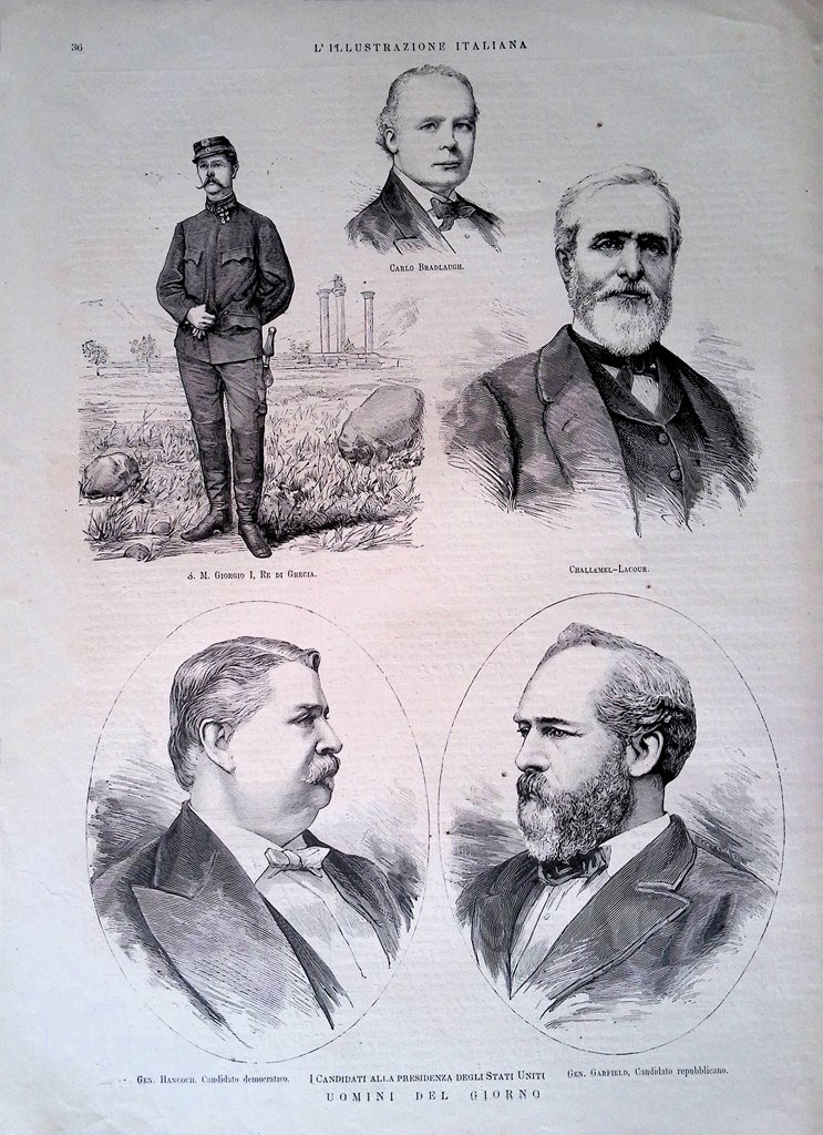 Pagina del 1880 Giorgio I Challemel-Lacour Bradlaugh Hancoch Garfield America