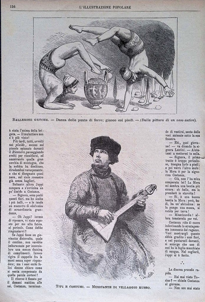 Pagina del 1886 Ballerine Greche Danza Punte Ferro Musicante Villaggio …