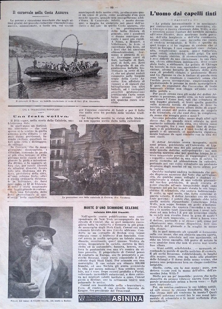 Pagina del 1904 Carnevale Costa Azzurra Festa Cosenza Consul Guglielmina …