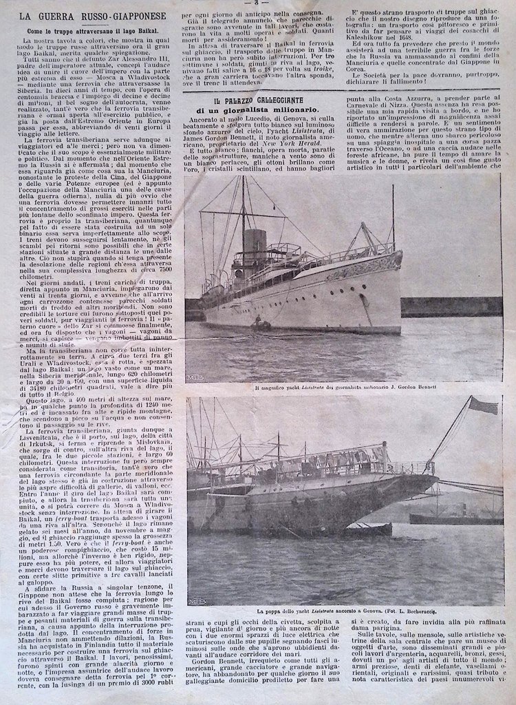 Pagina del 1904 Yacht Gordon Bennett Guerra Russia Giappone Geyser …