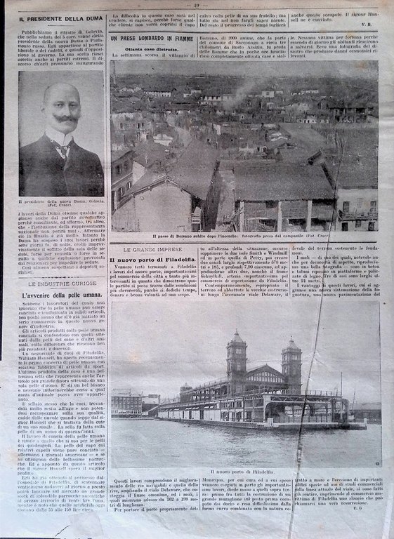 Pagina del 1907 Frana Montemurro Petkov Incendio Borsano Porto di …