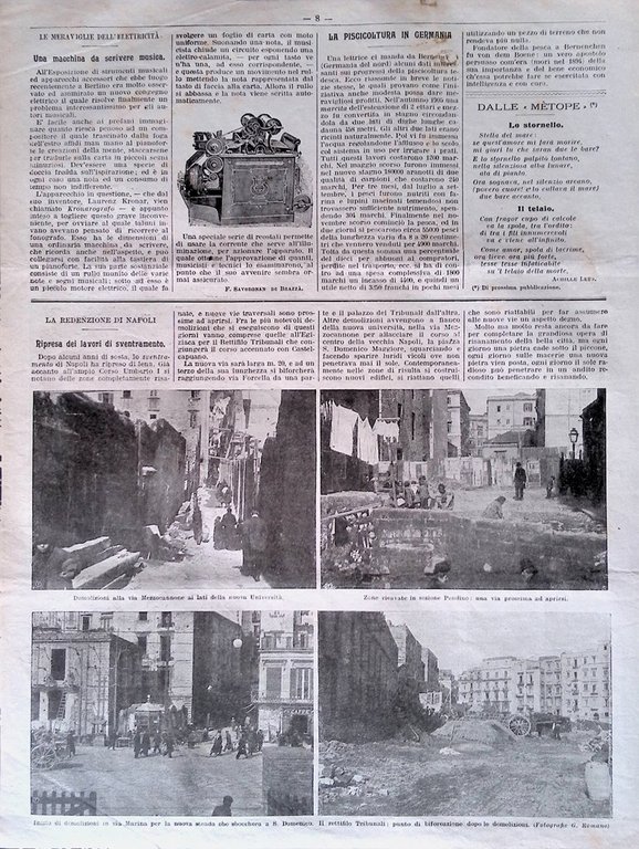 Pagina del 1907 Viaggio Re d'Italia Grecia Demolizioni Napoli Macchina …