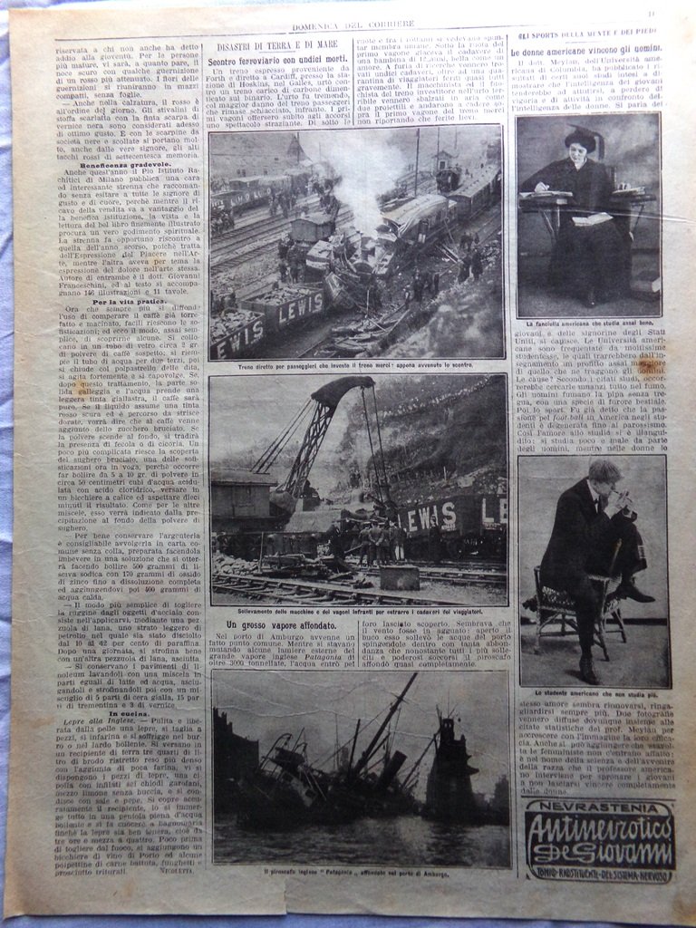 Pagina del 1911 Scontro Ferroviario Hoskins Donne e Uomini Americani …