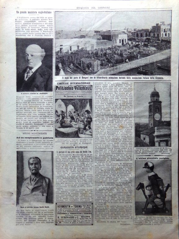 Pagina del 1912 Vita Militare ad Ain-Zara Pesaro Randegger Porto …