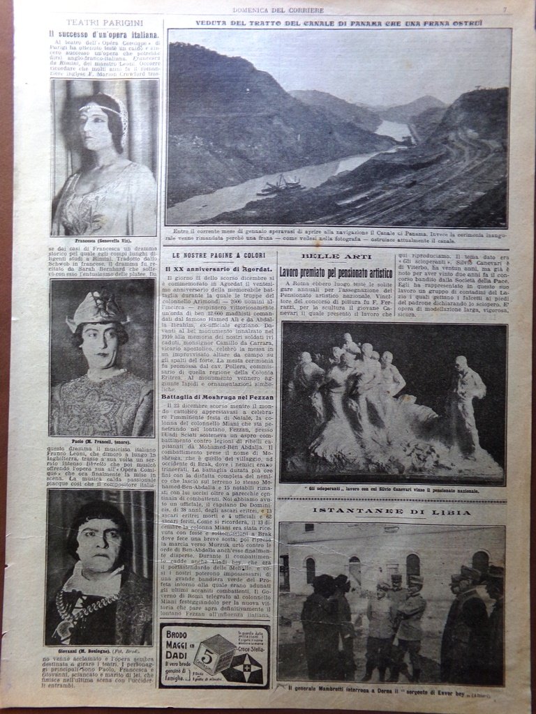 Pagina del 1914 Teatro Siracusa Flammarion Canale di Panama Francesca …