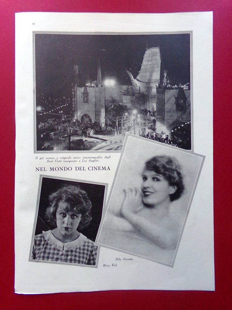 Pagina del 1929 Cinema Dily Damita Mary Kid Teatro Los …