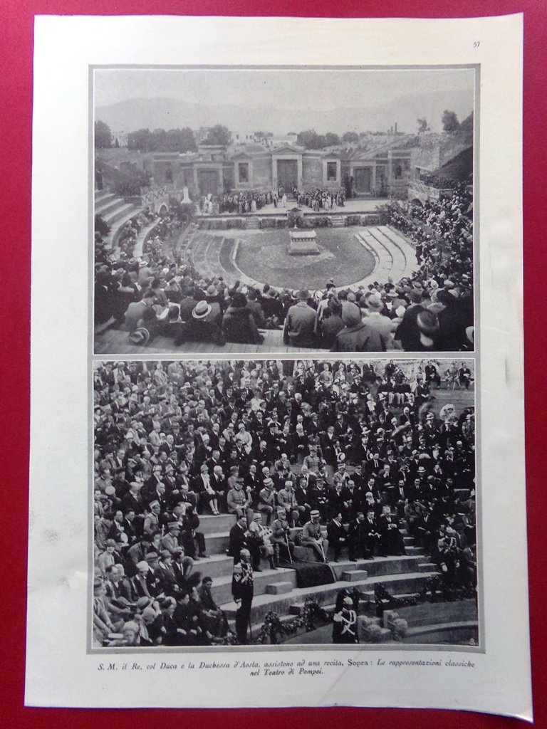 Pagina del 1929 Re Duchessa d'Aosta a una Recita Teatro …