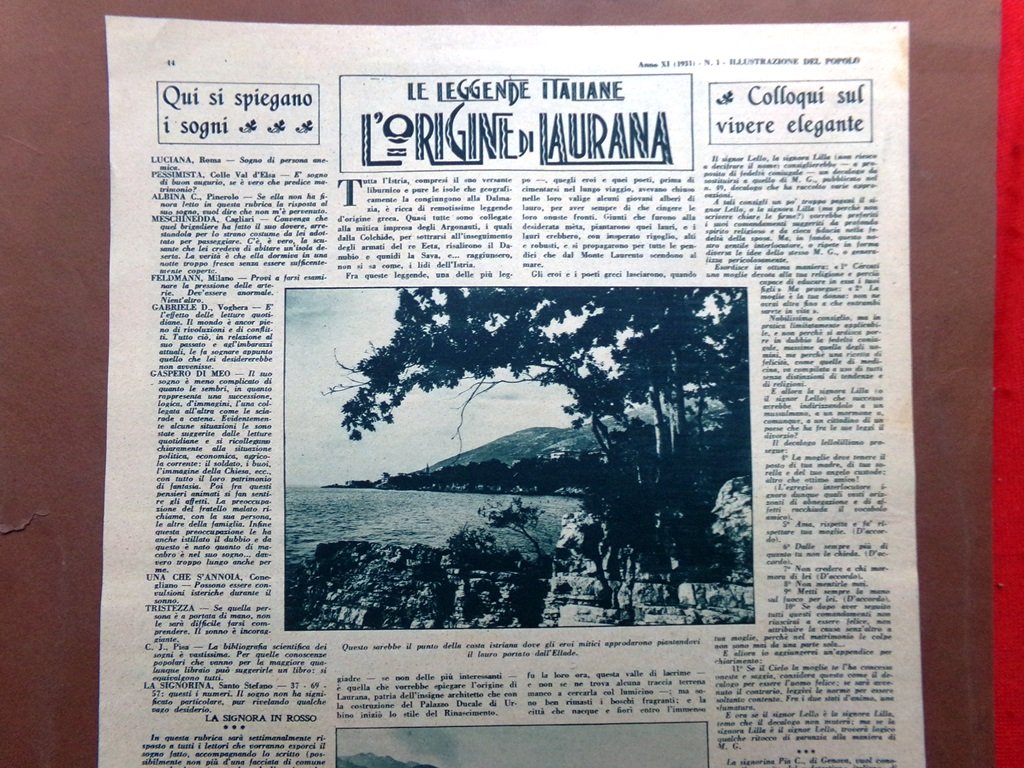 Pagina del 1931 L'origine di Laurana Mistero dell'Isola di Pasqua …