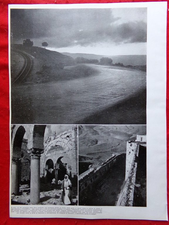 Pagina del 1939 Panorama di Damasco Siria Moderna Porta