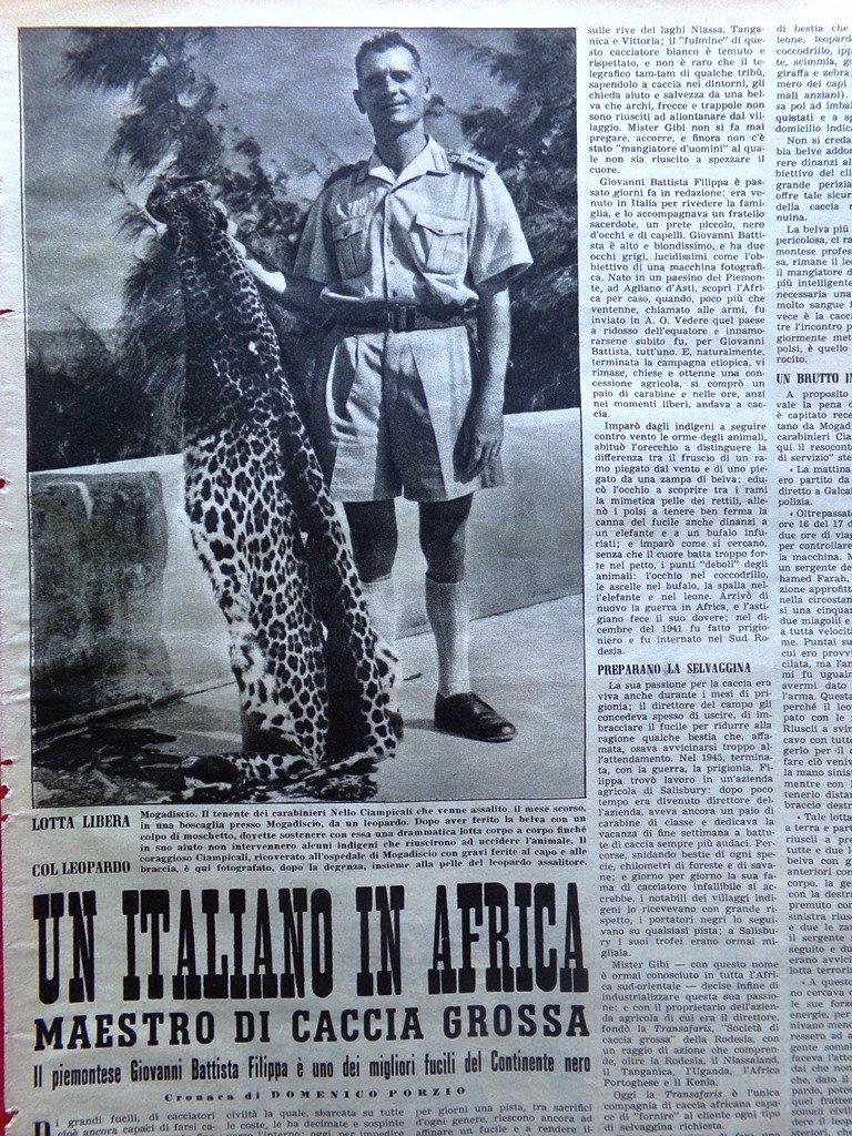 Pagina del 1952 Caccia Grossa in Africa Nello Ciampicali Motta …