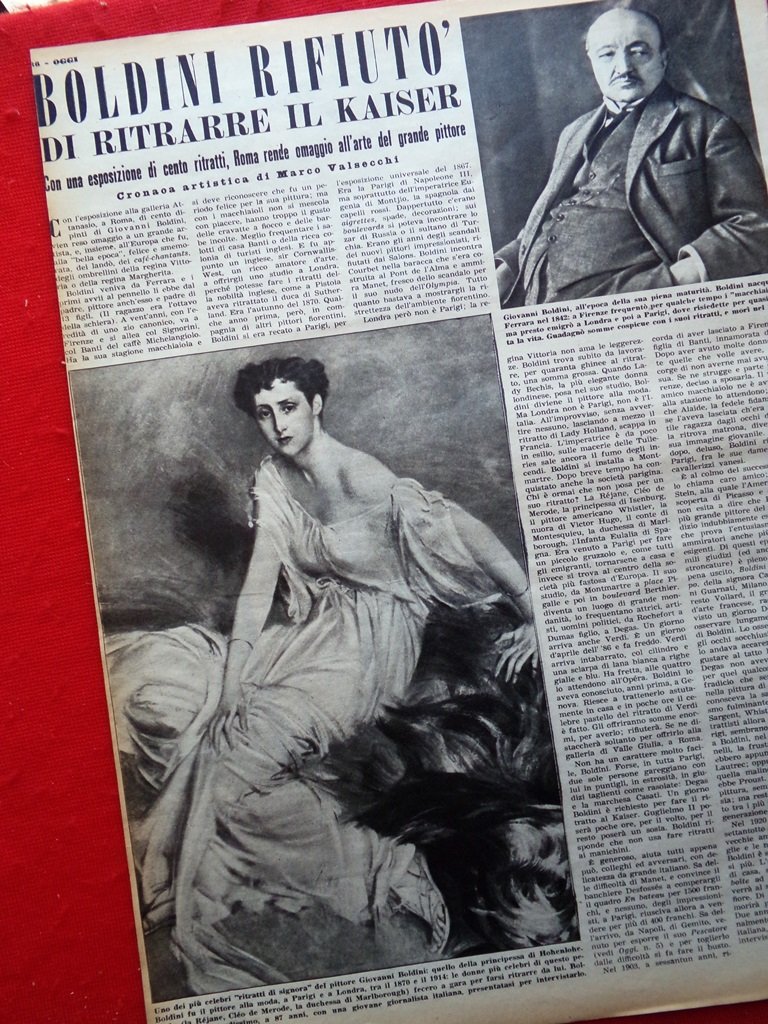 Pagina del 1952 Giovanni Boldini rifiutò di ritrarre il Kaiser …