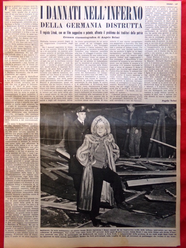 Pagina del 1952 Sonja Henie Baltimora Pubblicità Penna Parker Litvak …