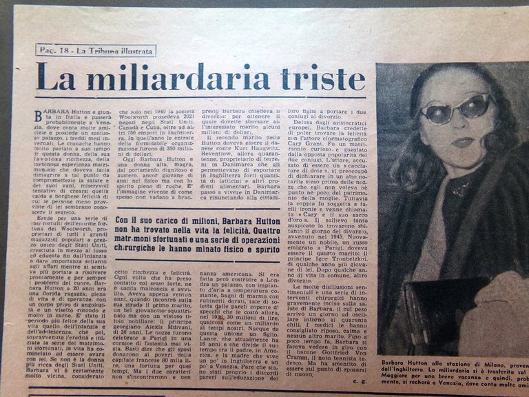 Pagina del 1953 Hy Hazell Cagnetta Giuditta Miliardaria Triste Barbara …