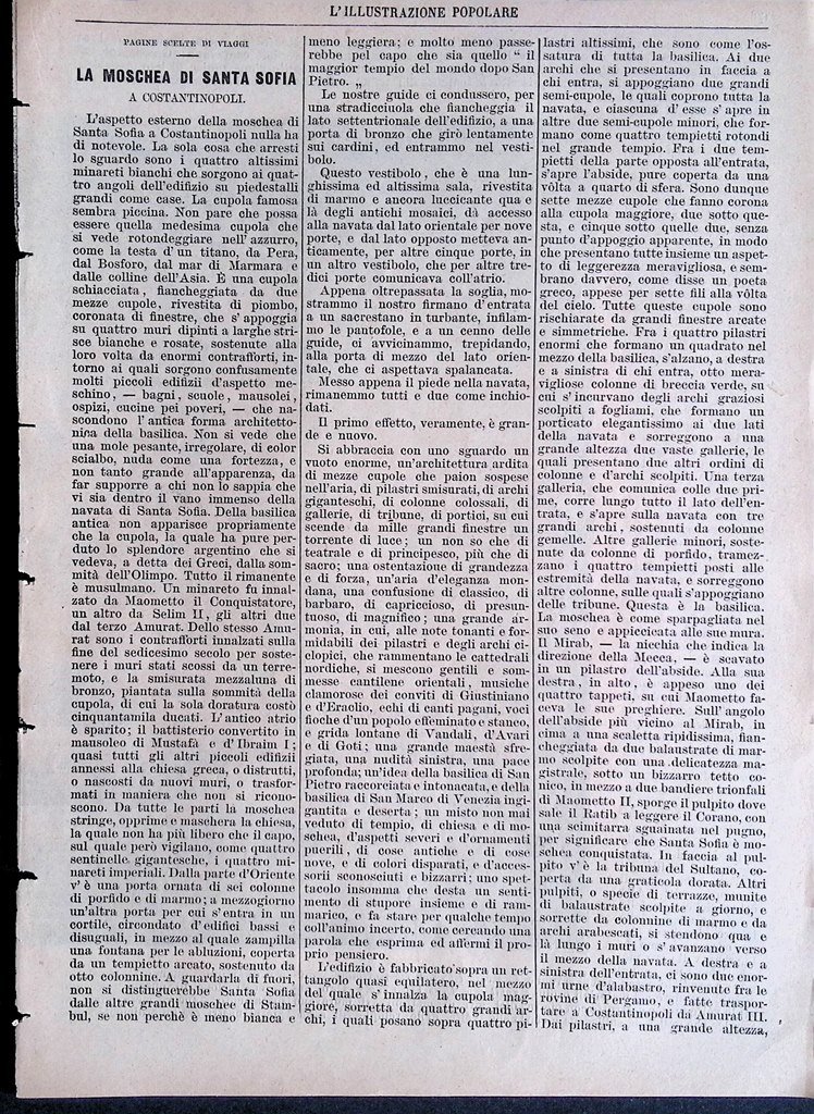 Pagine del 1886 La Moschea di Santa Sofia a Costantinopoli