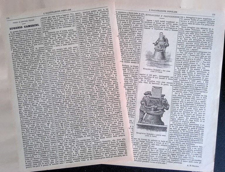 Pagine del 1886 Scoppetta Eugenio Camerini Mitragliere Torpediniere da Guerra