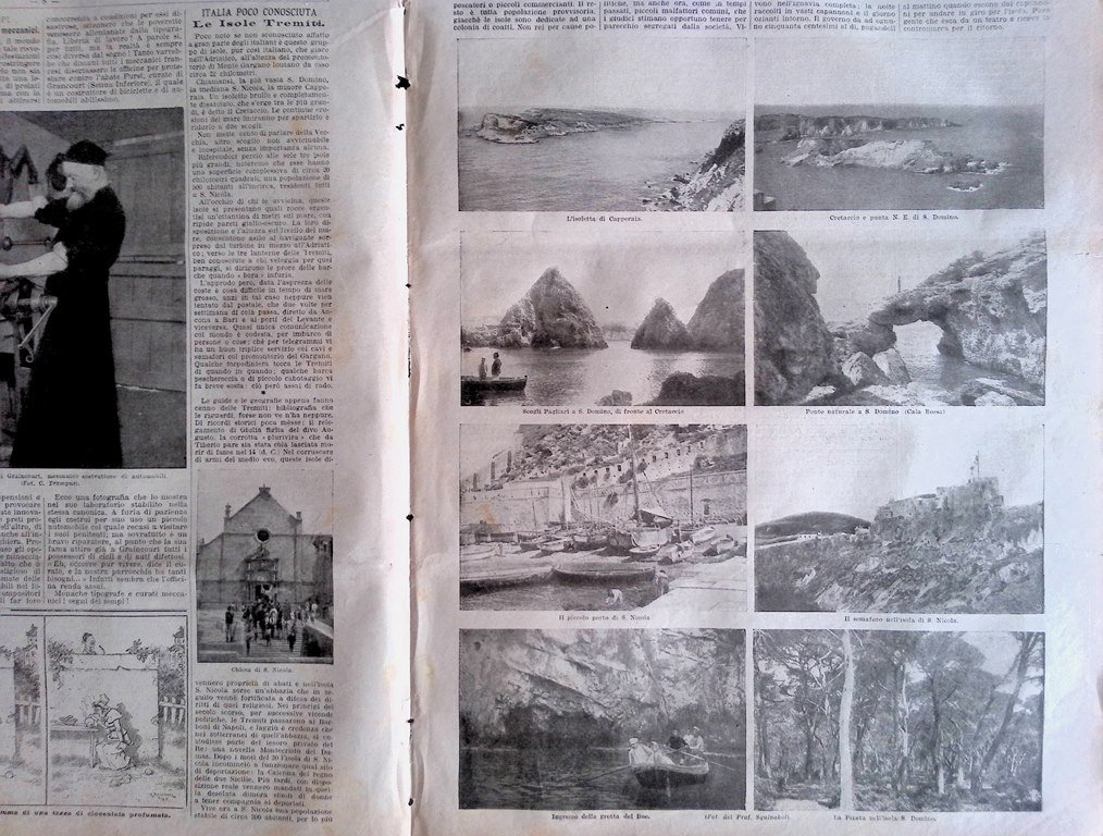 Pagine del 1907 Isole Tremiti Bue Preti Meccanici Asilo Costantinopoli …