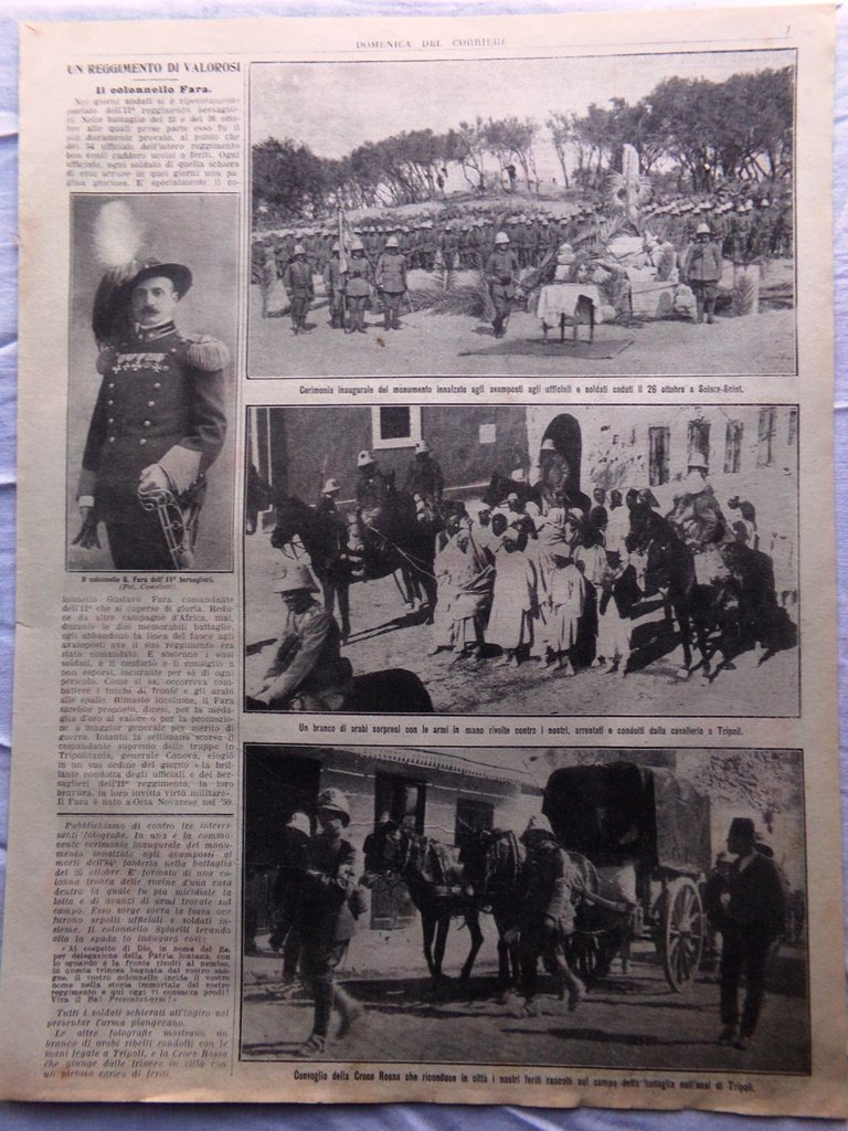 Pagine del 1911 Gustavo Fara Tripoli Motore di Martinelli Convoglio …