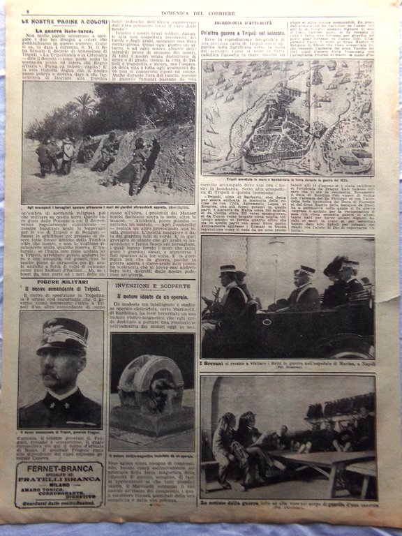 Pagine del 1911 Gustavo Fara Tripoli Motore di Martinelli Convoglio …