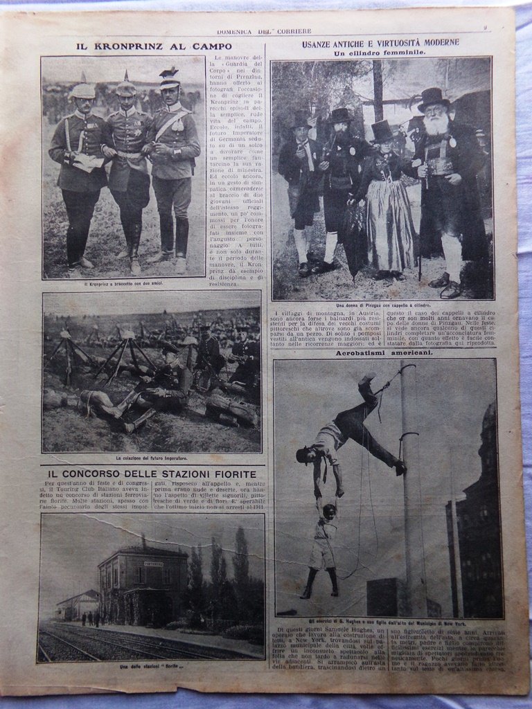 Pagine del 1911 Kronprinz Sovrani Romania Fallieres Misere Recluse Biondi …
