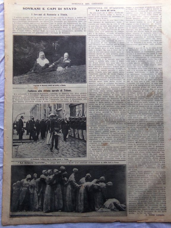 Pagine del 1911 Kronprinz Sovrani Romania Fallieres Misere Recluse Biondi …