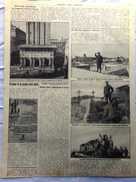 Pagine del 1912 Alpini Finimondo Ruzzanenti Loggia del Sansovino Soldati …