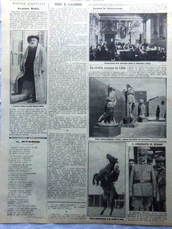 Pagine del 1912 Ascari Soldati Tripoli Briccola Tubercolosi Augusto Rodin …