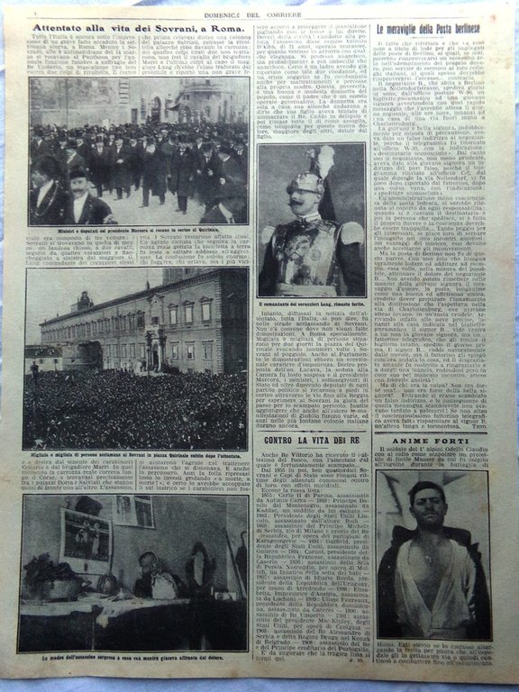 Pagine del 1912 Attentato ai Sovrani Italiani Lang Nave Calabria …